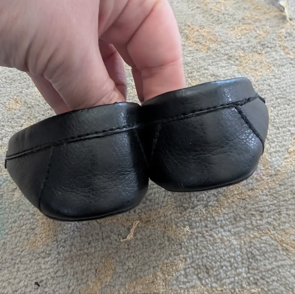 Janie & Jack Black Leather Baby Loafers Sz 3